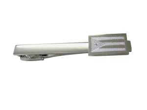 Silver Toned Etched Cuba Flag Square Tie Clip