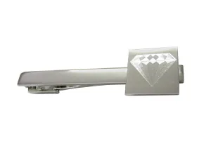 Silver Toned Etched Diamond Square Tie Clip