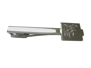 Silver Toned Etched Moose Square Tie Clip