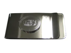 Silver Toned Etched Oval Armored Vehicle Money Clip