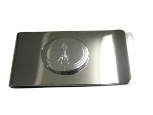 Silver Toned Etched Oval Complex Virus Money Clip