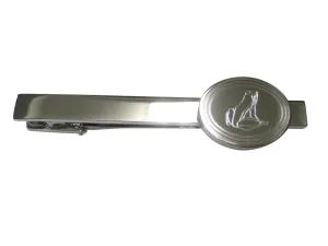 Silver Toned Etched Oval Frog Tie Clip