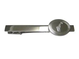 Silver Toned Etched Oval Giraffe Tie Clip