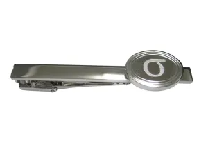 Silver Toned Etched Oval Greek Lowercase Letter Sigma Tie Clip