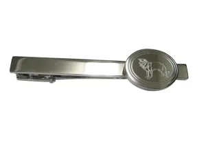 Silver Toned Etched Oval Lassie Dog Tie Clip