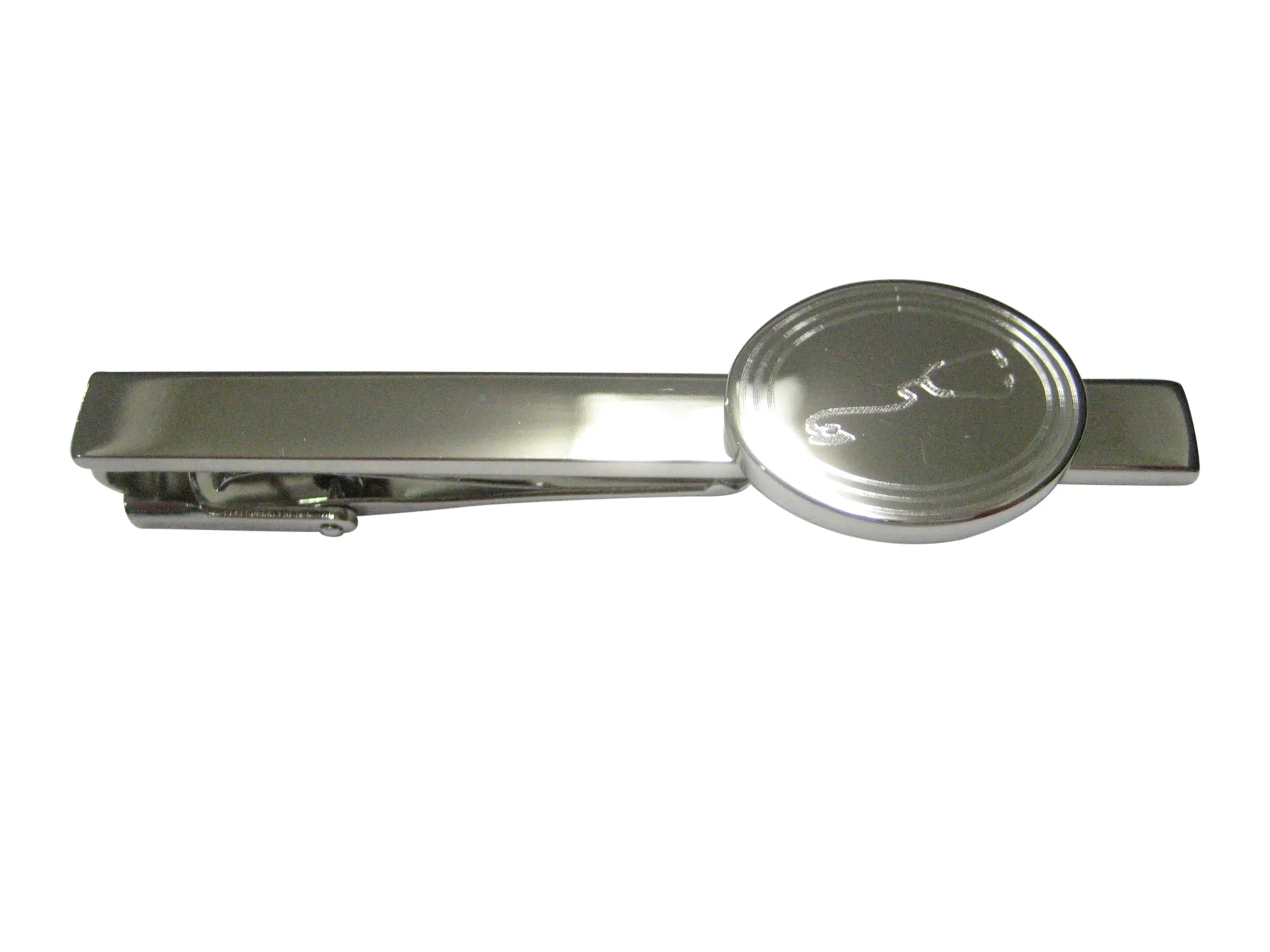 Silver Toned Etched Oval Medical Stethoscope Tie Clip