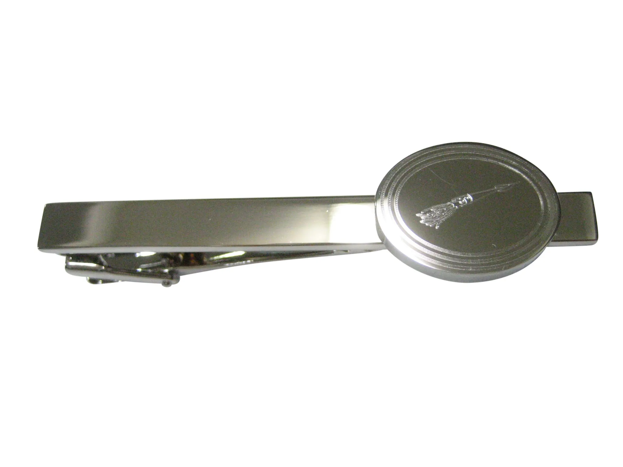 Silver Toned Etched Oval Squid Tie Clip