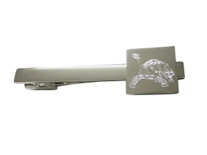Silver Toned Etched Tortoise Square Tie Clip