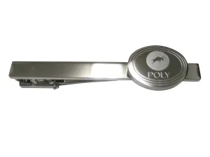 Silver Toned Oval Pendant Etched Polymath Coin POLY Cryptocurrency Blockchain Tie Clip