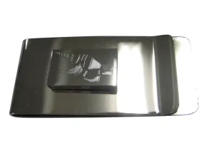 Silver Toned Rectangular Etched Sea Shell Money Clip