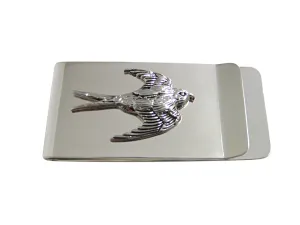 Silver Toned Sparrow Bird Money Clip