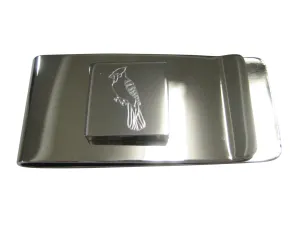 Silver Toned Square Etched Blue Jay Bird Money Clip