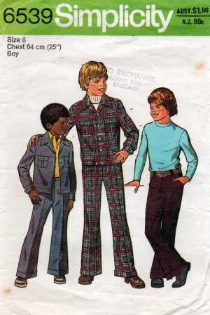 Simplicity 6539 Boys Denim Bomber Jacket & Jeans 1970s Vintage Sewing Pattern Size 6