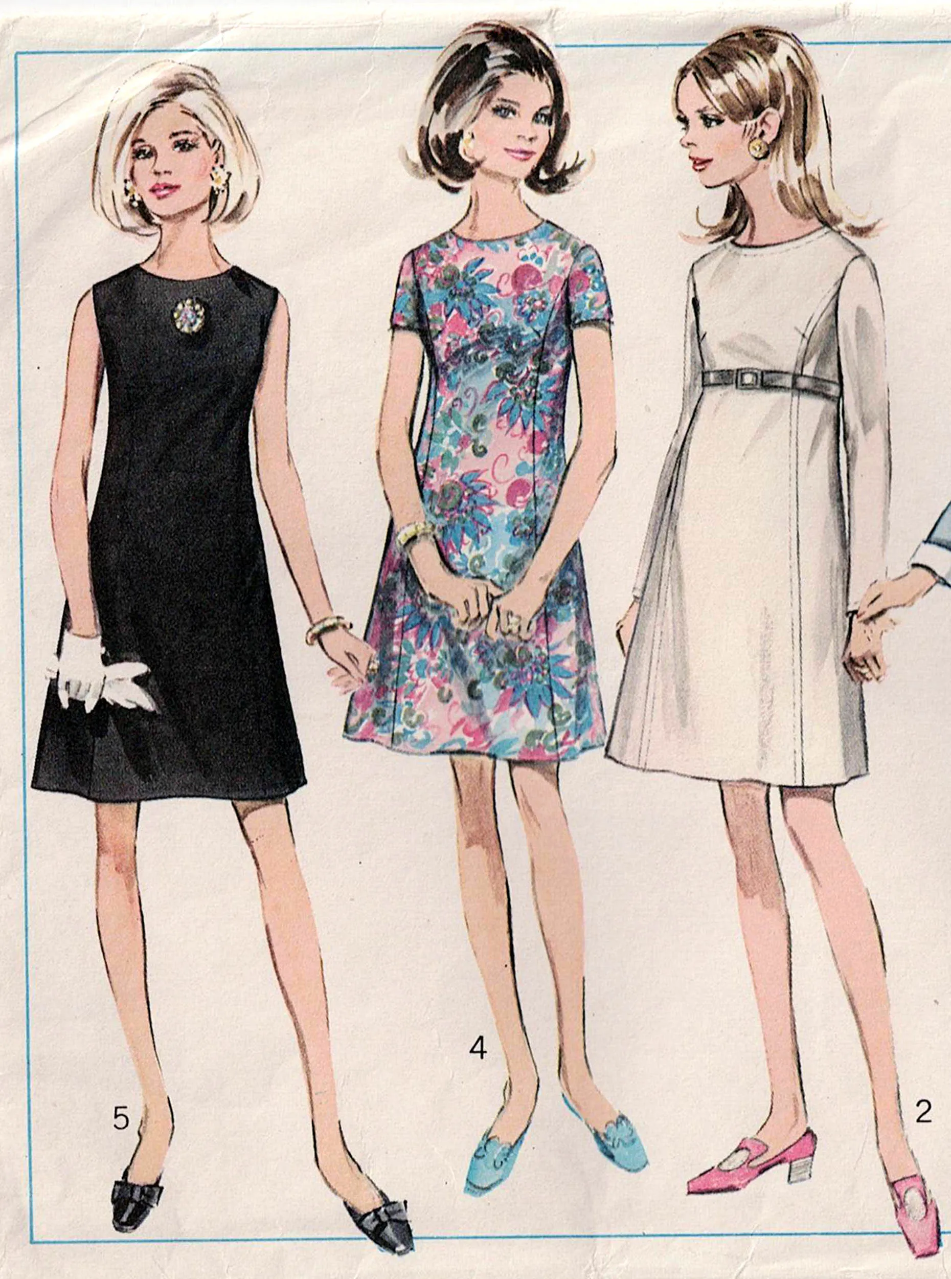 Simplicity 7748 Womens Princess Shift Dress with Detachable Collar & Cuffs 1960s Vintage Sewing Pattern Size 14 Bust 36 Inches