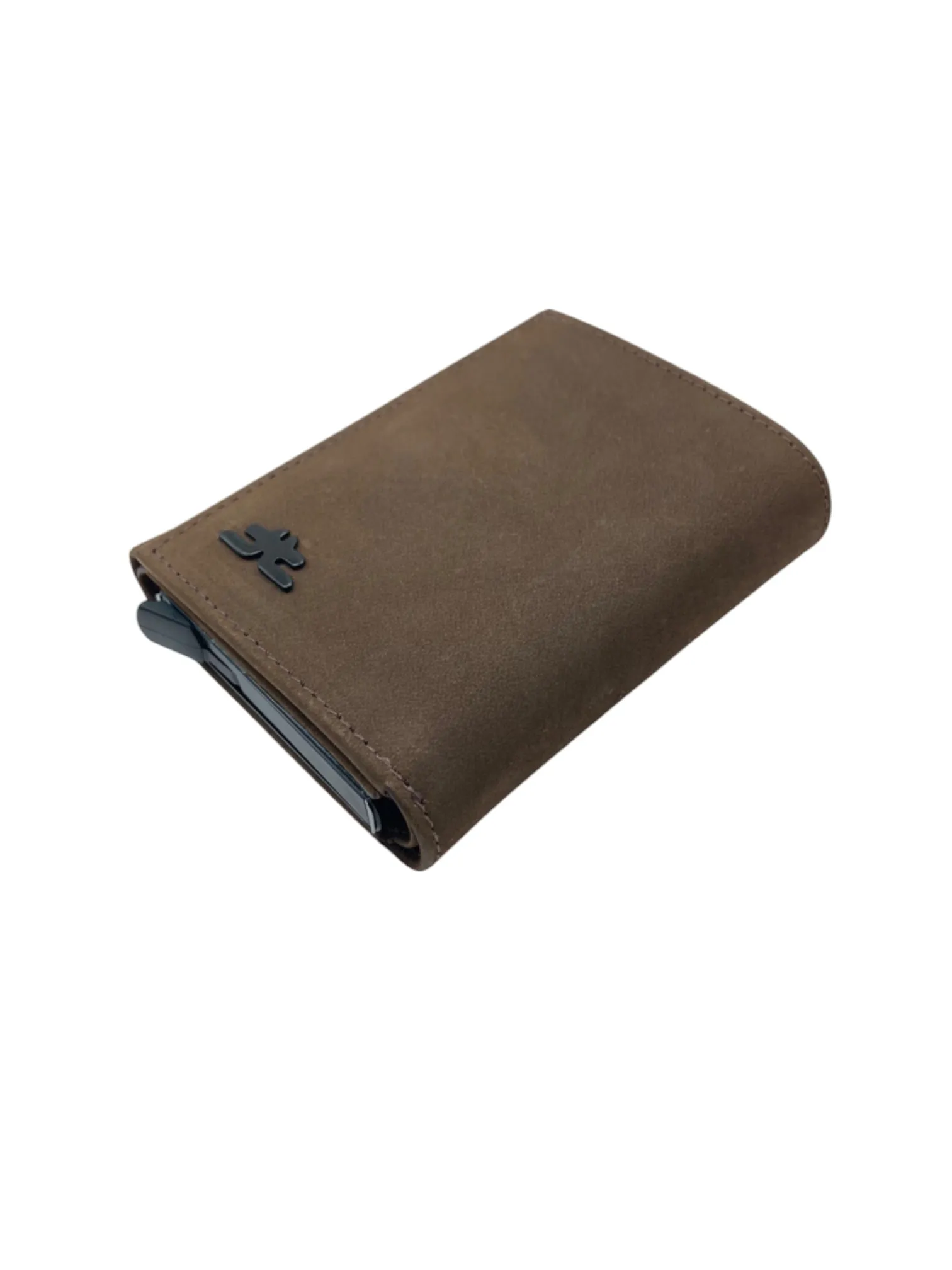 Smart Pop-Up Metallic Card Holder Tri-Fold Wallet in Leather # TRI - 4522.NEW-Buton