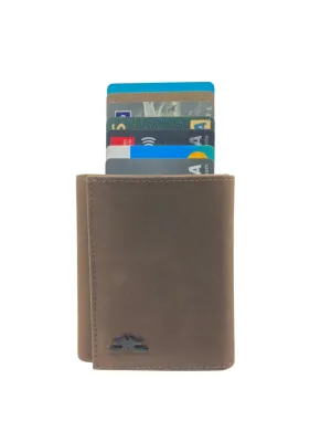 Smart Pop-Up Metallic Card Holder Tri-Fold Wallet in Leather # TRI - 4522.NEW-Buton