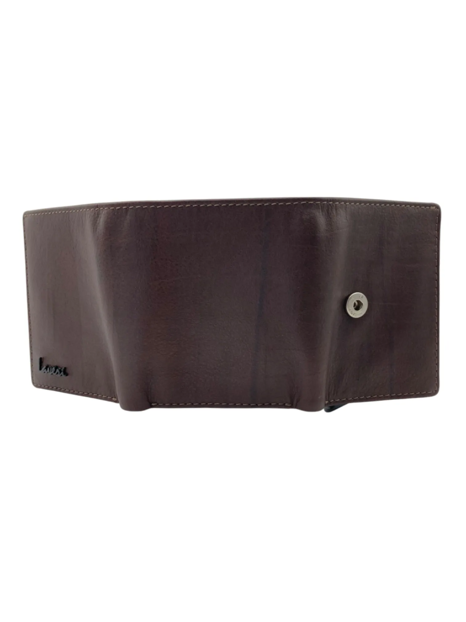Smart Pop-Up Metallic Card Holder Tri-Fold Wallet in Leather # TRI - 4522.NEW-Buton