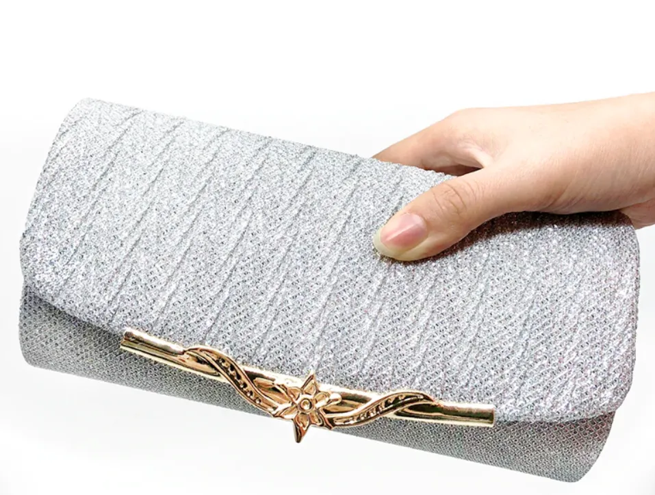 Snap-Shut Evening Glitter Clutch Bag Sequin Handbag with Shoulder Strap
