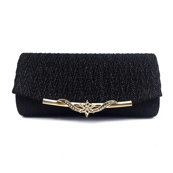 Snap-Shut Evening Glitter Clutch Bag Sequin Handbag with Shoulder Strap