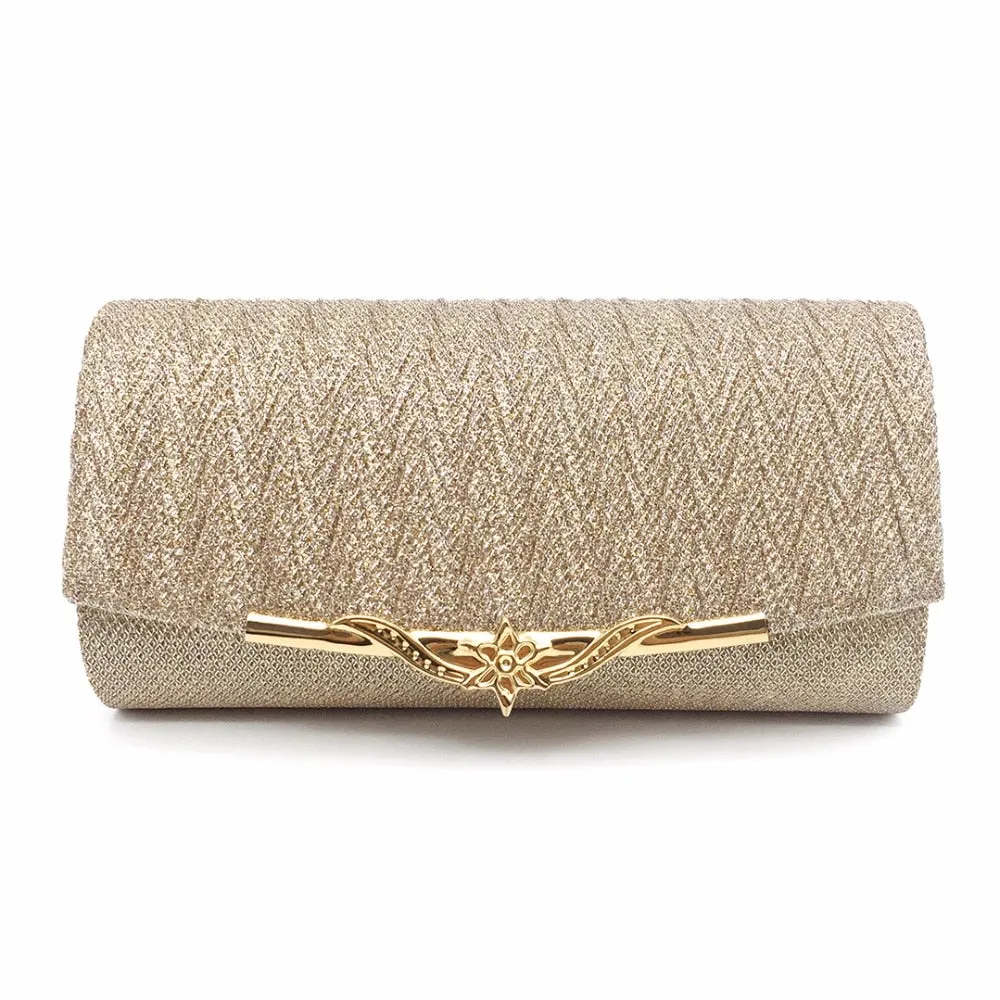 Snap-Shut Evening Glitter Clutch Bag Sequin Handbag with Shoulder Strap