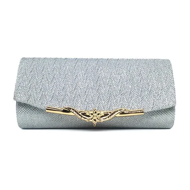 Snap-Shut Evening Glitter Clutch Bag Sequin Handbag with Shoulder Strap