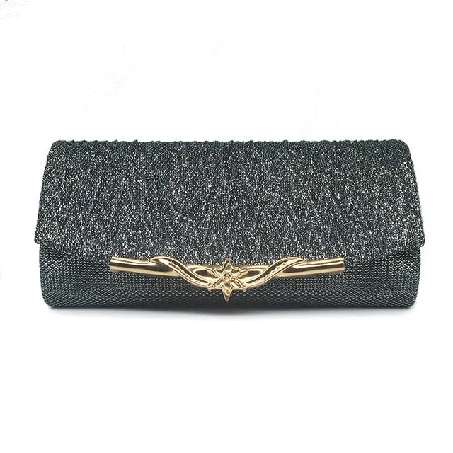 Snap-Shut Evening Glitter Clutch Bag Sequin Handbag with Shoulder Strap
