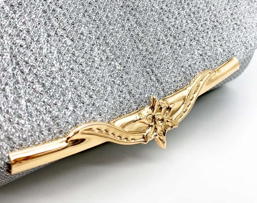 Snap-Shut Evening Glitter Clutch Bag Sequin Handbag with Shoulder Strap