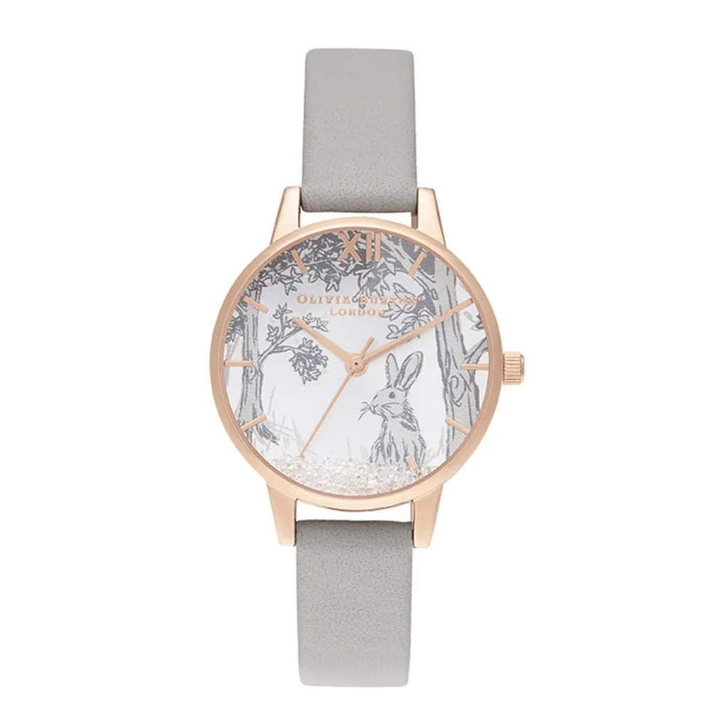 Snow Globe Winter Bunny Midi Dial Grey and Rose Gold Watch