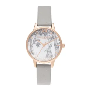 Snow Globe Winter Bunny Midi Dial Grey and Rose Gold Watch