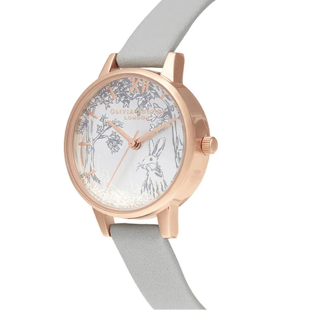 Snow Globe Winter Bunny Midi Dial Grey and Rose Gold Watch