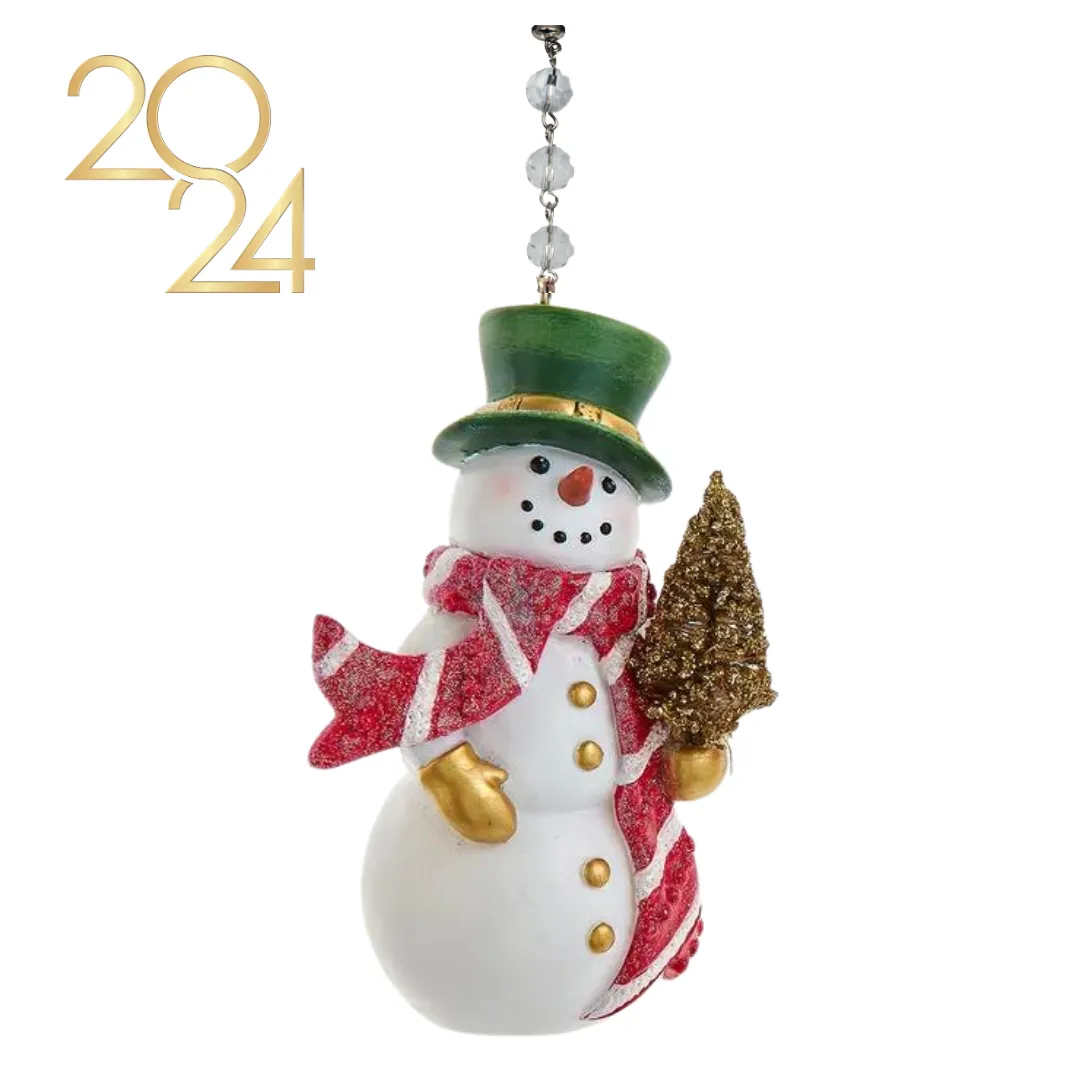 SNOWMAN HOLDING TREE (Set/1) MAGNETIC CHANDELIER ORNAMENT - 2 STYLES AVAILABLE