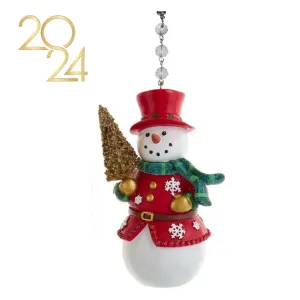 SNOWMAN HOLDING TREE (Set/1) MAGNETIC CHANDELIER ORNAMENT - 2 STYLES AVAILABLE
