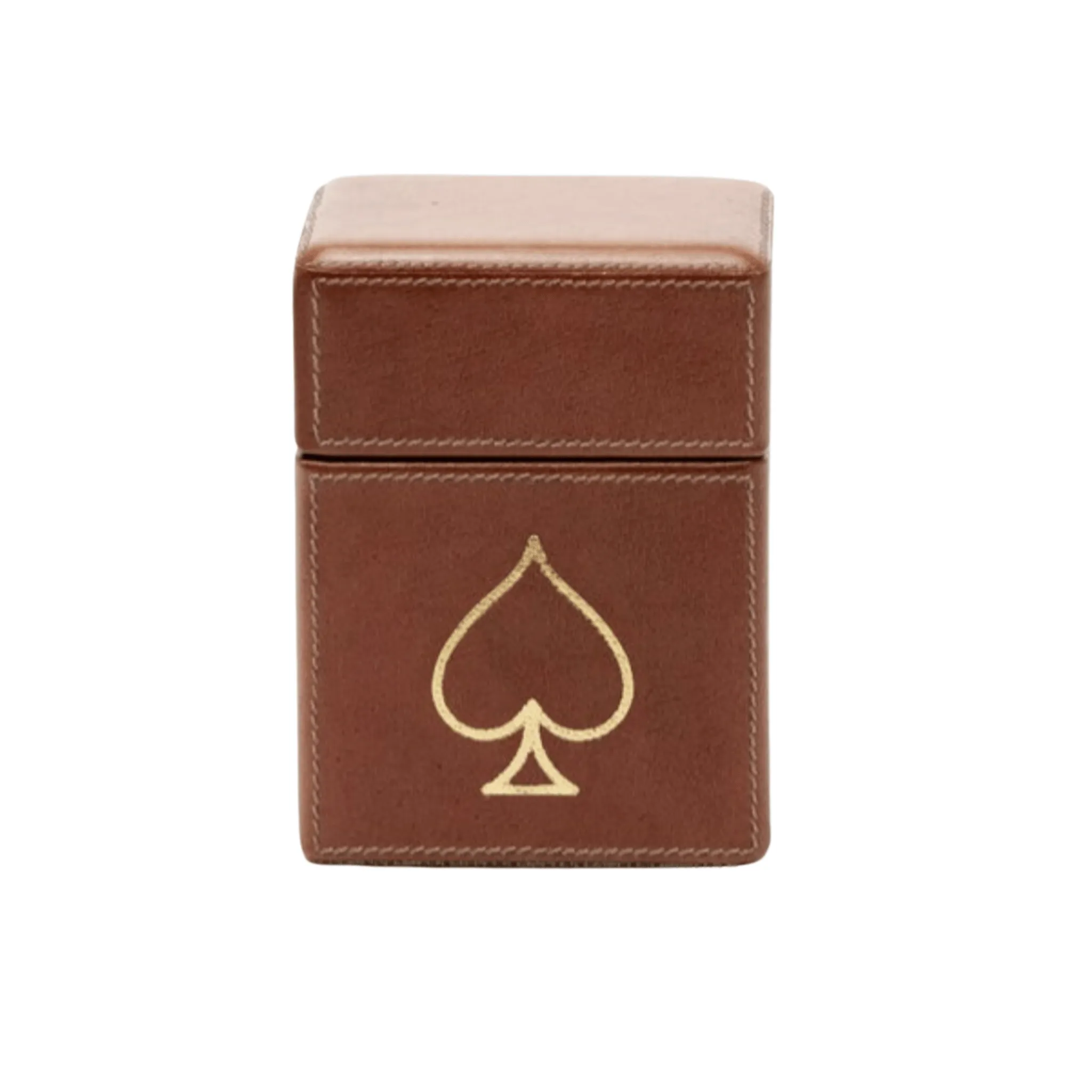 Spade Leather Playing Card Box Set s/2 - Tobacco
