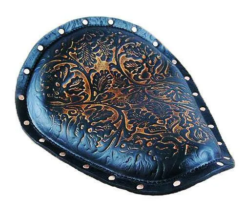 Spring Seat Harley Sportster Chopper 12x15x1" Ant Br Oak Leather  Copper Rivets