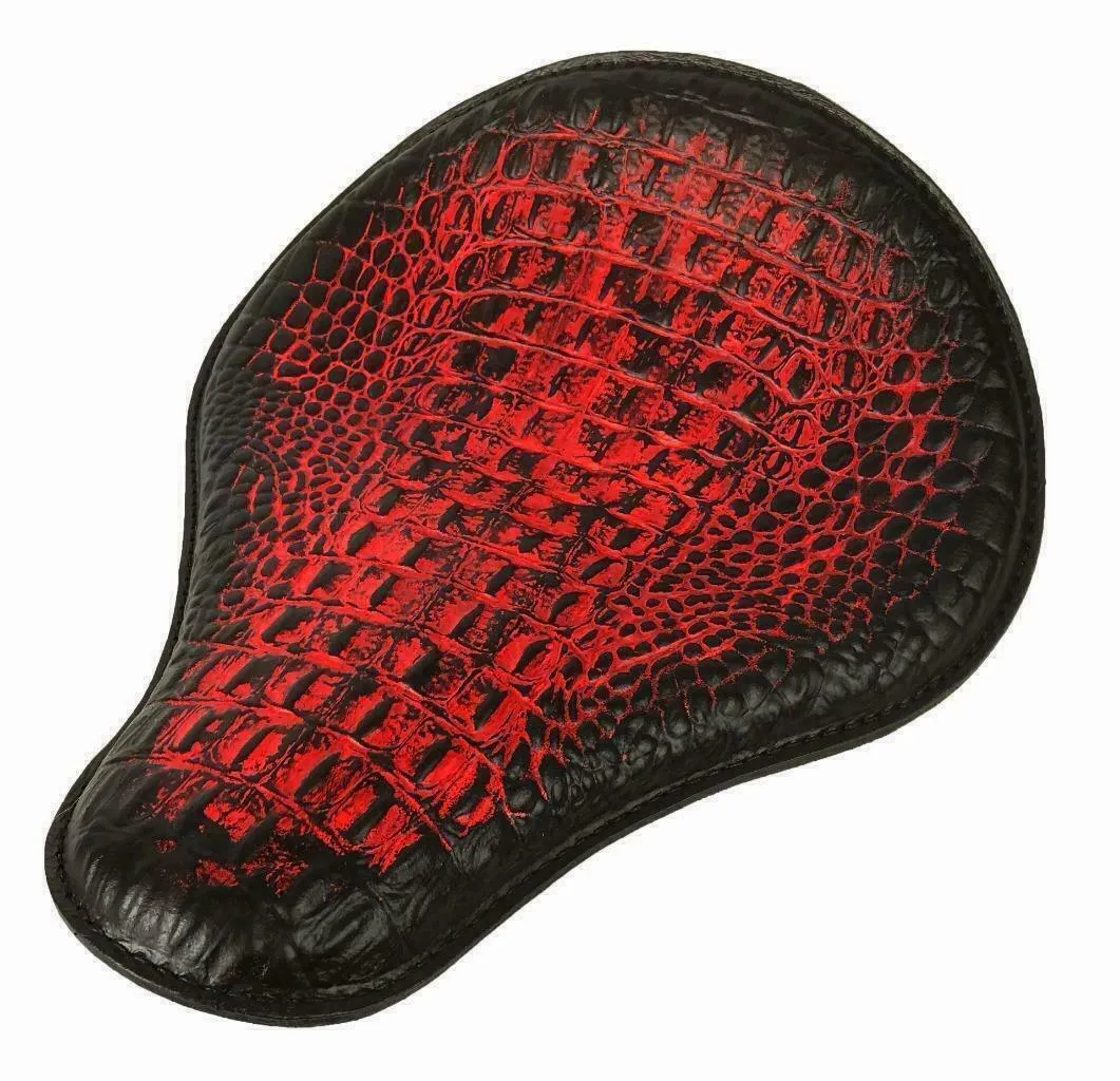 Spring Solo Seat Chopper Harley Sportster 13x15" Antique Red Alligator Dyna MRC