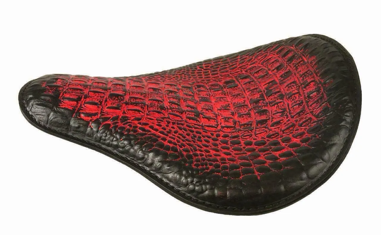 Spring Solo Seat Chopper Harley Sportster 13x15" Antique Red Alligator Dyna MRC