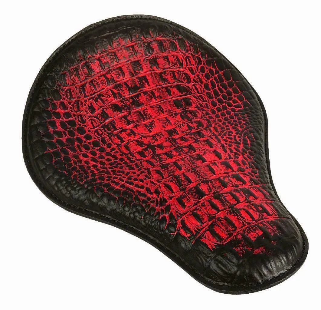 Spring Solo Seat Chopper Harley Sportster 13x15" Antique Red Alligator Dyna MRC