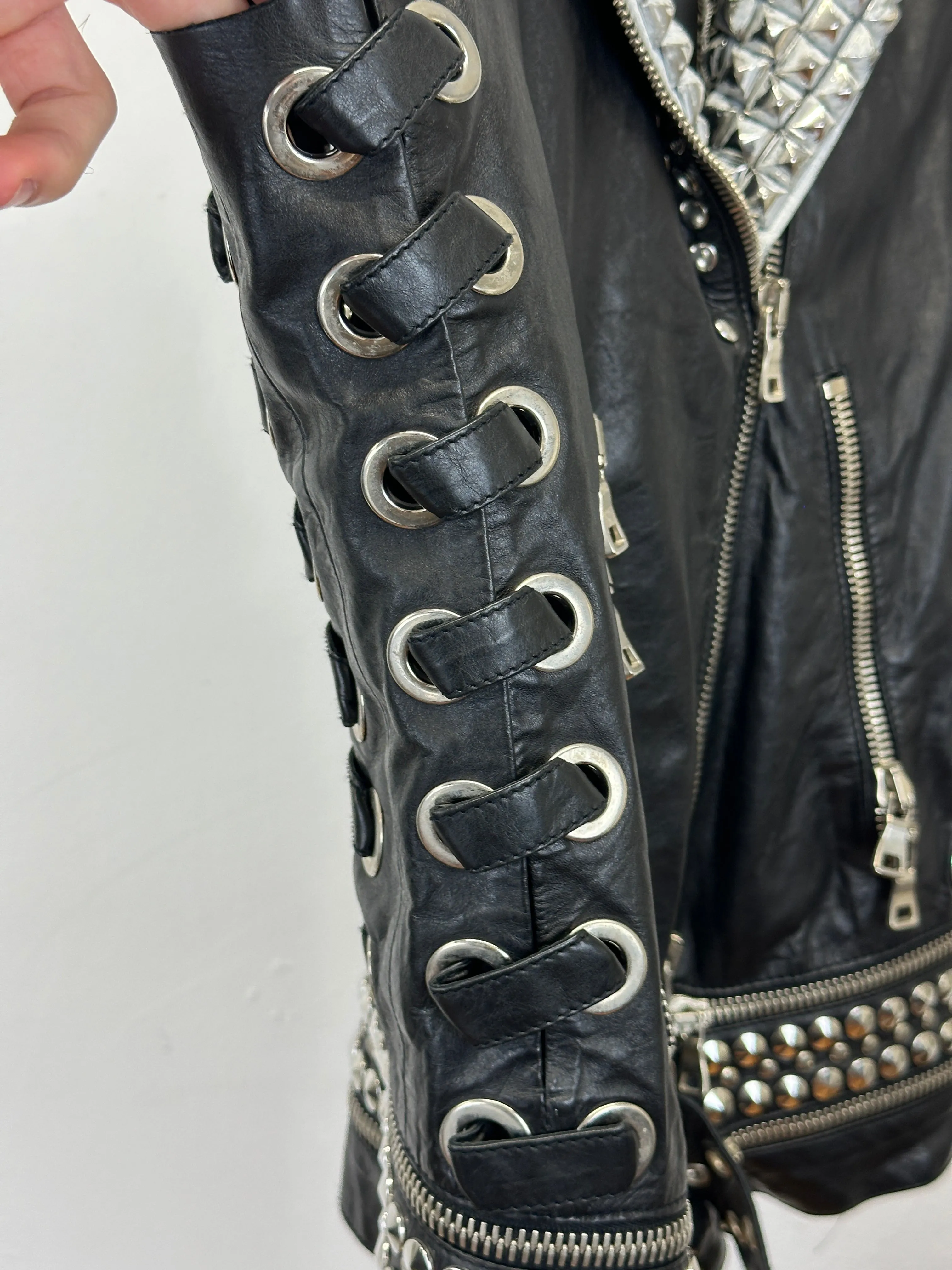 S/S2011 Balmain by Decarnin leather metal studded biker vest