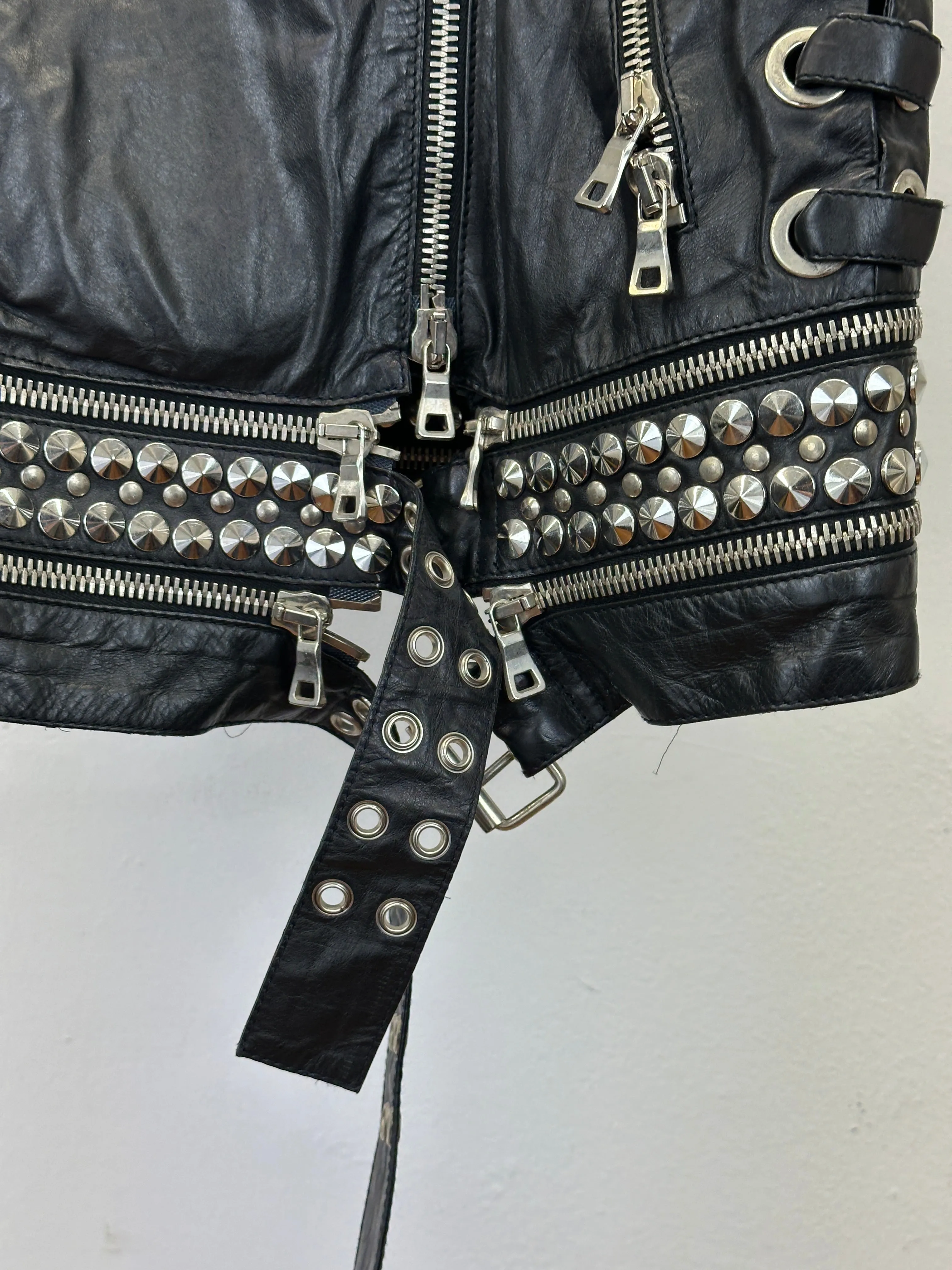S/S2011 Balmain by Decarnin leather metal studded biker vest