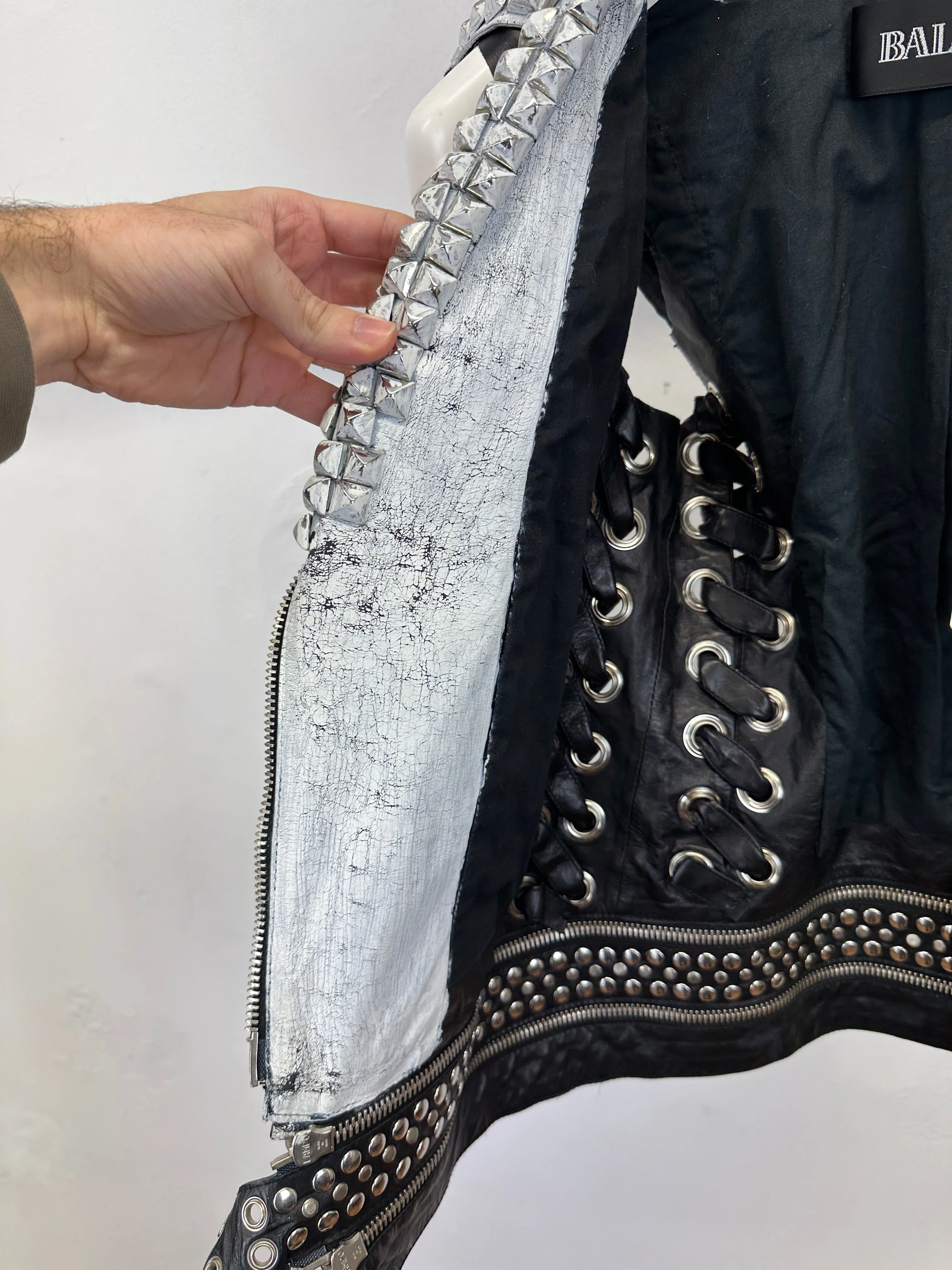 S/S2011 Balmain by Decarnin leather metal studded biker vest
