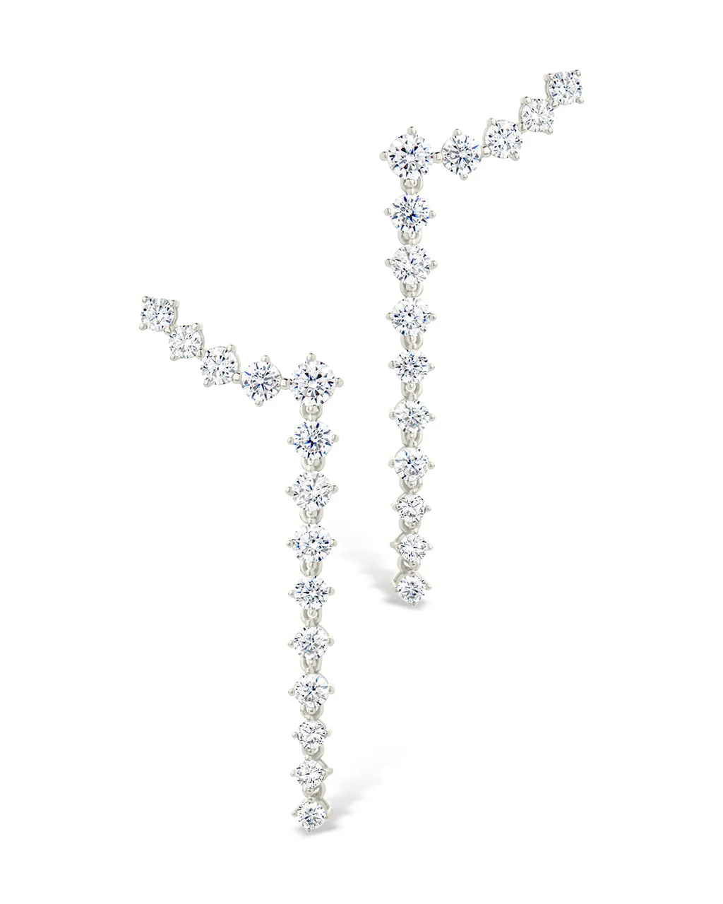 Sterling Silver Ziggy CZ Crawler Stud Earrings