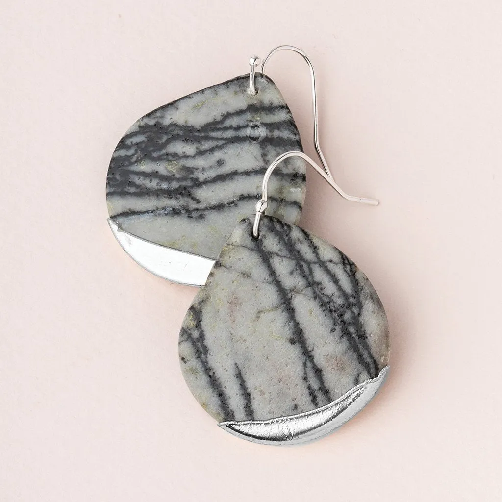 Stone Dipped Teardrop Earring: Picasso Jasper/Silver