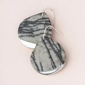 Stone Dipped Teardrop Earring: Picasso Jasper/Silver