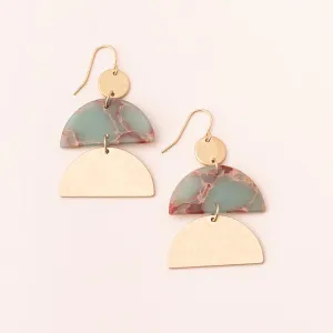 Stone Half Moon Earring - Aqua Terra/Gold