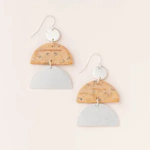 Stone Half Moon Earring - Petrified Wood Two Options