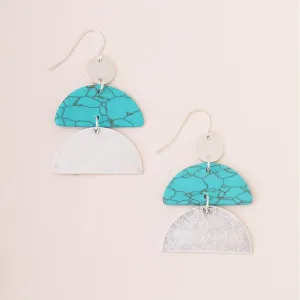 Stone Half Moon Earring - Turquoise - Two Options
