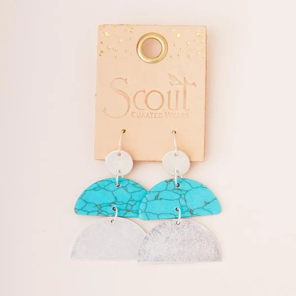 Stone Half Moon Earring - Turquoise - Two Options