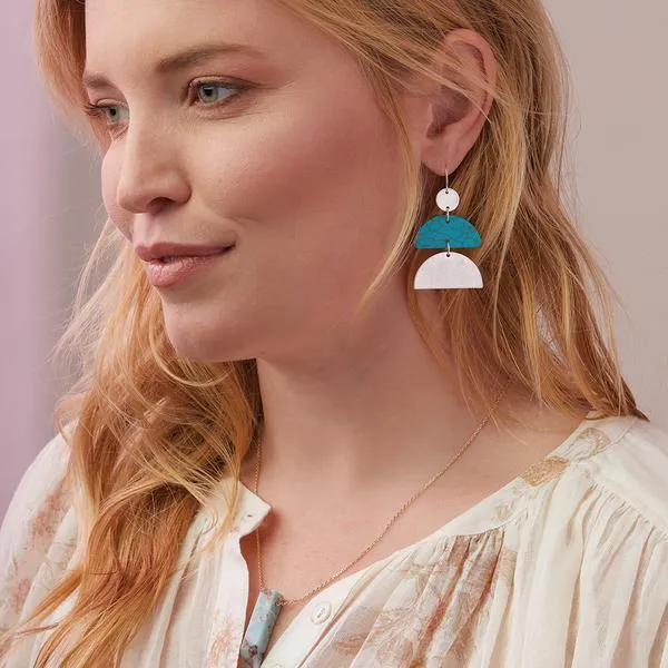 Stone Half Moon Earring - Turquoise - Two Options