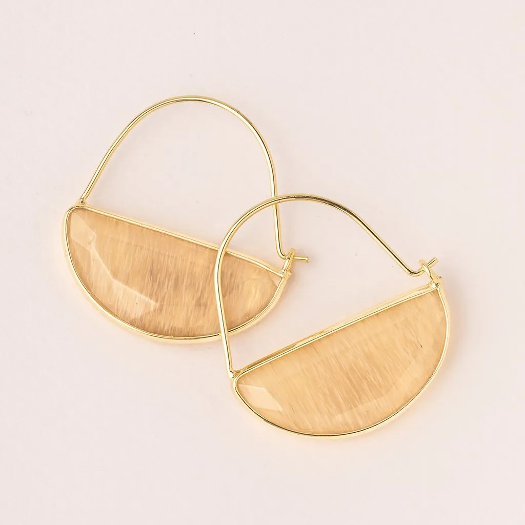Stone Prism Hoop Earring Citrine/Gold