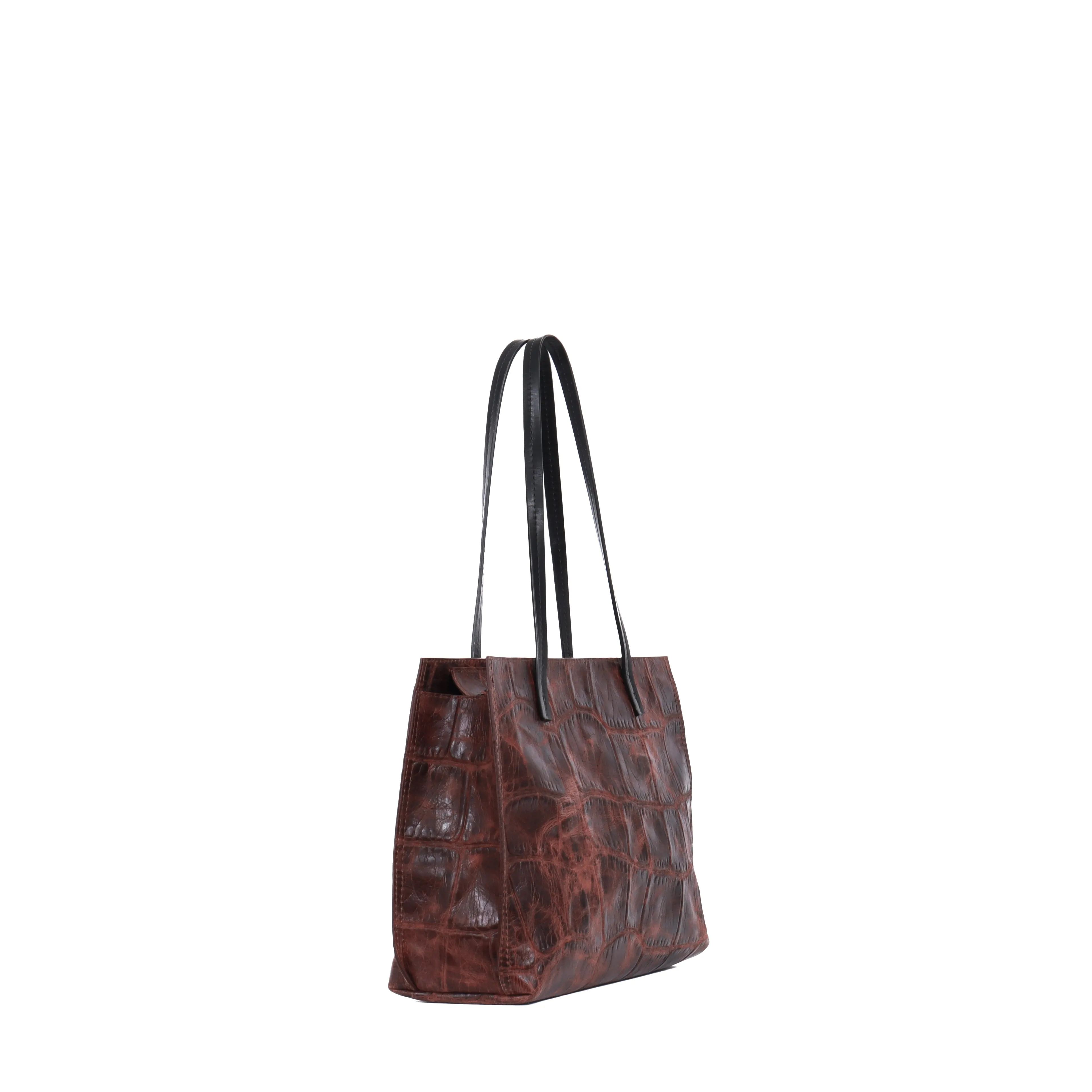STRAPPY DAY BAG VINTAGE SANGRIA EMBOSSED JUMBO GATOR